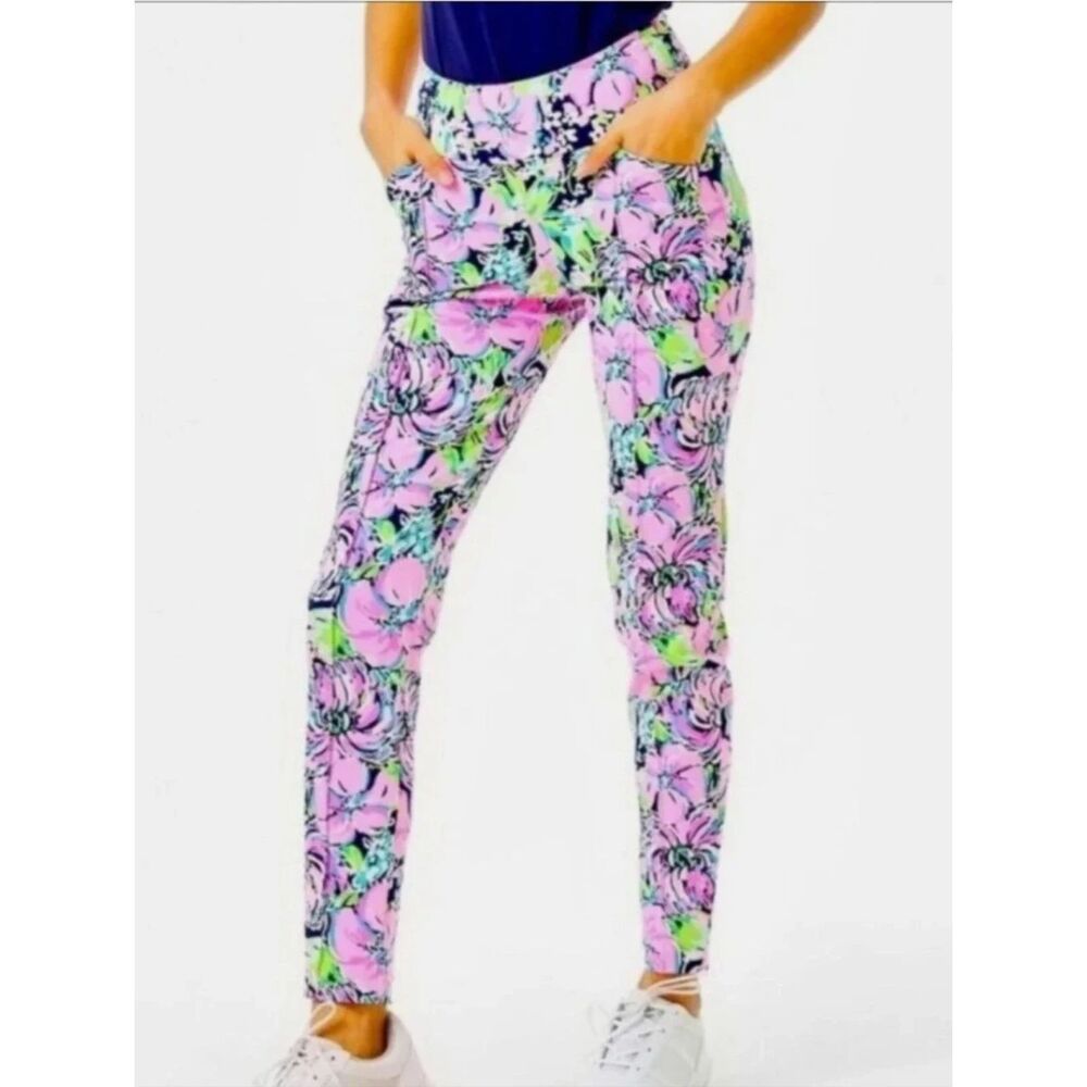 Lilly Pulitzer Luxletic Corso Pants Sz 0 Golf Performance UPF 50 Preppy Floral